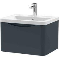 Nuie Lunar WH 1-Drawer Vanity Unit & Ceramic Basin 600mm - Satin Anthracite