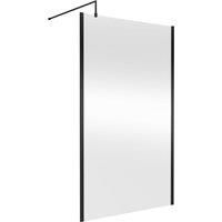 Nuie 760Mm Outer Framed Wetroom Screen With Support Bar black 185.0 H x 120.0 W x 1.4 D cm