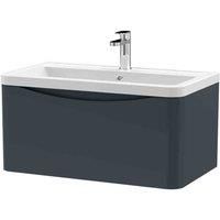 nuie 800mm Wall Hung 1 Drawer Vanity & Ceramic Basin - Soft Black