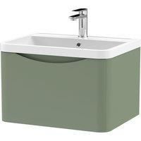 Nuie Lunar WH 1-Drawer Vanity Unit & Polymarble Basin 600mm - Satin Green