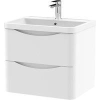 Nuie Lunar WH 2-Drawer Vanity Unit & Polymarble Basin 600mm - Satin White