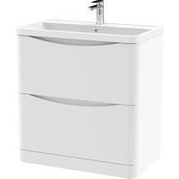 nuie 800mm Floor Standing 2 Drawer Vanity & Polymarble Basin - Satin White