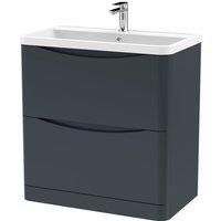 nuie 800mm Floor Standing 2 Drawer Vanity & Polymarble Basin - Soft Black