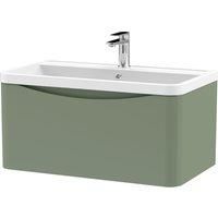 nuie 800mm Wall Hung 1 Drawer Vanity & Polymarble Basin - Satin Green
