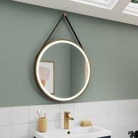 nuie LQ712 Salana Modern Bathroom Wall Hung Framed LED Touch Sensor Mirror, Brushed Brass