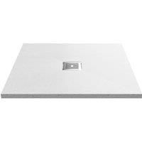 nuie NLT61010 Modern Bathroom Slimline Square Shower Tray - Grill Not Included, 900mm x 900mm, Slate White