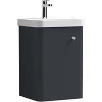 Nuie Core 405mm Wall Hung Single Vanity Unit brown/white 58.9 H x 40.5 W x 35.5 D cm
