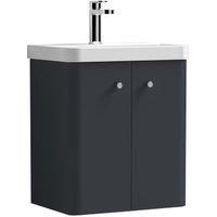Nuie Core 500mm Wall Hung 2-Door Basin Vanity Unit Anthracite Bathroom Sink