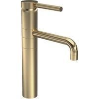 Hudson Reed PN870 Tec Lever Modern Bathroom Lever High Rise Mixer Tap with Swivel Spout, 315mm, Brushed Brass