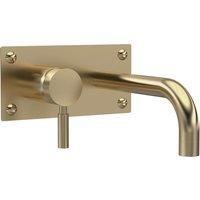 Hudson Reed PK828 Tec Lever Modern Bathroom Wall Mount Lever Basin Bath Filler Tap, 213mm, Brushed Brass