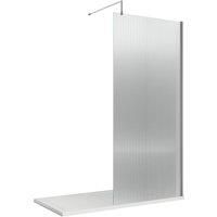 Hudson Reed 900mm Fluted Wetroom Screen With Support Bar - Polished Chrome