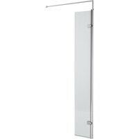 Nuie 300mm Fluted Hinged Screen With Bar - Polished Chrome