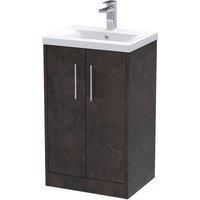 Hudson Reed Juno 500mm Floor Standing 2 Door Vanity & Mid-Edge Basin - Metallic Slate