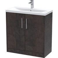 Hudson Reed Juno 800mm Floor Standing 2 Door Vanity & Mid-Edge Basin - Metallic Slate