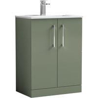 Nuie Arno Floor Standing 2-Door Vanity Unit & Basin-2 600mm - Reed Green