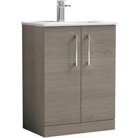 Nuie Arno Floor Standing 2-Door Vanity Unit & Basin-2 600mm Solace Oak Woodgrain