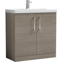 Nuie Arno 800mm Floor Standing 2 Door Vanity & Mid-Edge Basin Solace Oak