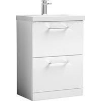 Nuie Arno Floor Standing 2-Drawer Vanity Unit & Basin-1 600mm - Gloss White