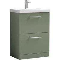 Nuie Arno Floor Standing 2-Drawer Vanity Unit & Basin-1 600mm - Reed Green