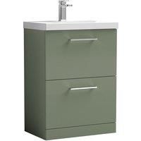 Nuie Arno Floor Standing 2-Drawer Vanity Unit & Basin-3 600mm - Reed Green
