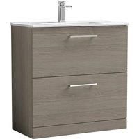 Nuie Arno FS 2-Drawer Vanity Unit & Basin-2 800mm - Solace Oak Woodgrain
