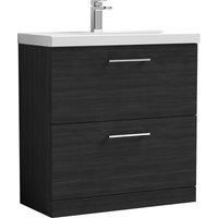 Nuie Arno FS 2-Drawer Vanity Unit & Basin-1 800mm - Charcoal Woodgrain