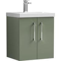 Nuie Arno Wall Hung 2-Door Vanity Unit & Basin-1 500mm - Reed Green