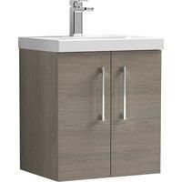 Nuie Arno Wall Hung 2-Door Vanity Unit & Basin-1 500mm - Solace Oak Woodgrain