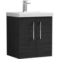 Nuie Arno Wall Hung 2-Door Vanity Unit with Basin-3 500mm Wide - Black Woodgrain