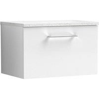 Nuie Arno Wall Hung 1-Drawer Vanity Unit & White Worktop 600mm - Gloss White