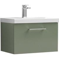 Nuie Arno Wall Hung 1-Drawer Vanity Unit & Basin-3 600mm - Reed Green