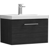 Nuie Arno Wall Hung 1-Drawer Vanity Unit & Basin-1 600mm - Charcoal Woodgrain