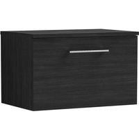 Nuie Arno 600mm Wall Hung 1 Drawer Vanity & Worktop Charcoal Black