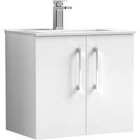 Nuie Arno Wall Hung 2-Door Vanity Unit with Basin-2 600mm Wide - Gloss White