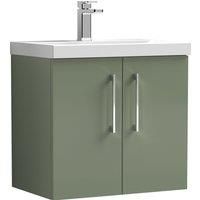 Nuie Arno Wall Hung 2-Door Vanity Unit & Basin-1 600mm - Reed Green