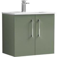 Nuie Arno Wall Hung 2-Door Vanity Unit & Basin-2 600mm - Reed Green