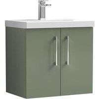 Nuie Arno Wall Hung 2-Door Vanity Unit & Basin-3 600mm - Reed Green