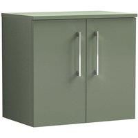 Nuie Arno Wall Hung 2-Door Vanity Unit & Worktop 600mm - Reed Green