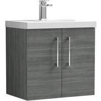 Nuie Arno 600mm Wall Hung 2 Door Vanity & Thin-Edge Basin Anthracite