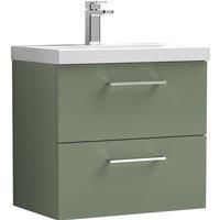 Nuie Arno Wall Hung 2-Drawer Vanity Unit & Basin-1 600mm - Reed Green