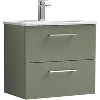 Nuie Arno Wall Hung 2-Drawer Vanity Unit & Basin-2 600mm - Reed Green