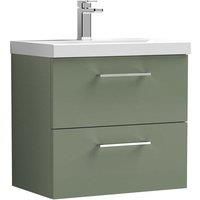 Nuie Arno Wall Hung 2-Drawer Vanity Unit & Basin-3 600mm - Reed Green
