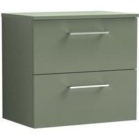 Nuie Arno 605mm Wall Hung Single Vanity Unit with Worktop green