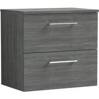 Nuie Arno 600mm Wall Hung 2 Drawer Vanity & Worktop Anthracite