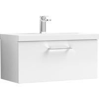 Nuie Arno 800mm Wall Hung 1 Drawer Vanity & Mid-Edge Basin Gloss White