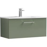 Nuie Arno Wall Hung 1-Drawer Vanity Unit & Basin-2 800mm - Reed Green