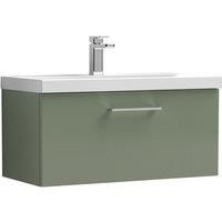 Nuie Arno 800mm Wall Hung 1 Drawer Vanity & Thin-Edge Basin Satin Green