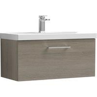 Nuie Arno Wall Hung 1-Drawer Vanity Unit & Basin-1 800mm - Solace Oak Woodgrain