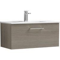 Nuie Arno Wall Hung 1-Drawer Vanity Unit & Basin-2 800mm - Solace Oak Woodgrain