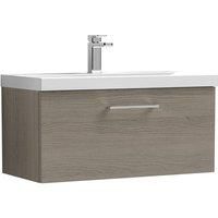 Nuie Arno Wall Hung 1-Drawer Vanity Unit & Basin-3 800mm - Solace Oak Woodgrain